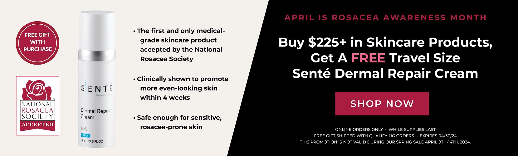 Buy $225+ in Skincare Products, Get A FREE Travel Size Senté Dermal Repair Cream