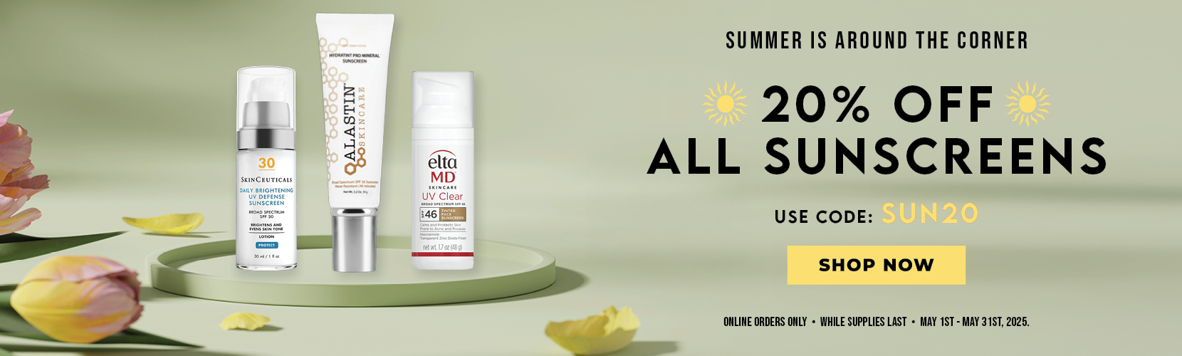 May 20% off All Sunscreens Promo